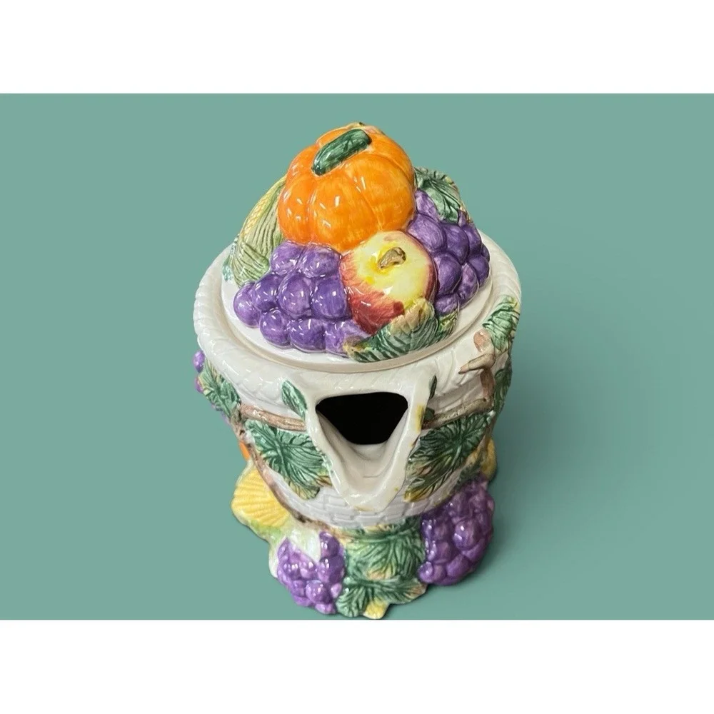 Fitz & Floyd Omnibus Harvest Bounty Cornucopia Ceramic 1993 Teapot Tea Pot 30 OZ